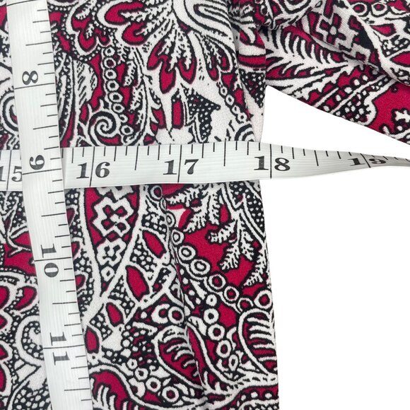 Liz Claiborne Career Burgundy Paisley Pleated 3/4 Sleeve Blouse Top Shirt Small - Picture 6 of 11